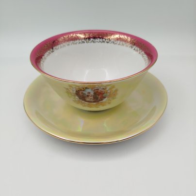 Сухарница из сервиза "Мадонна", фарфор, крытье, люстр, золочение, Fortuna Eisenberg, ГДР, 1960-1973 гг.