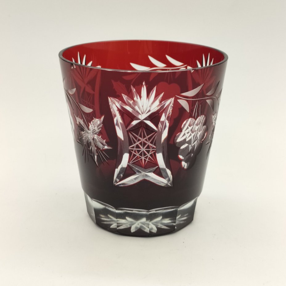 Стакан для виски с резным декором, фирма "Ajka Crystal ", хрусталь, алмазная грань, Венгрия, 1970-1990 гг.