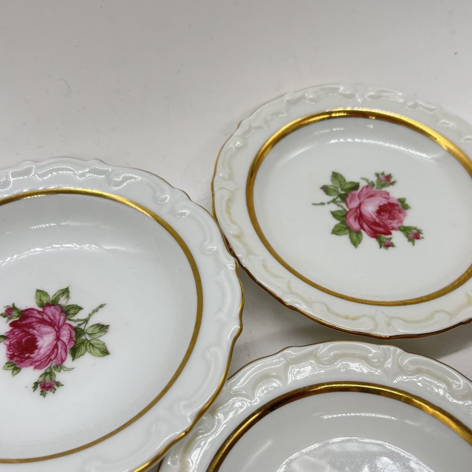 Набор из 6 розеток с цветочным декором, фарфор, деколь, золочение, Kahla, ГДР, 1960-1980 гг.