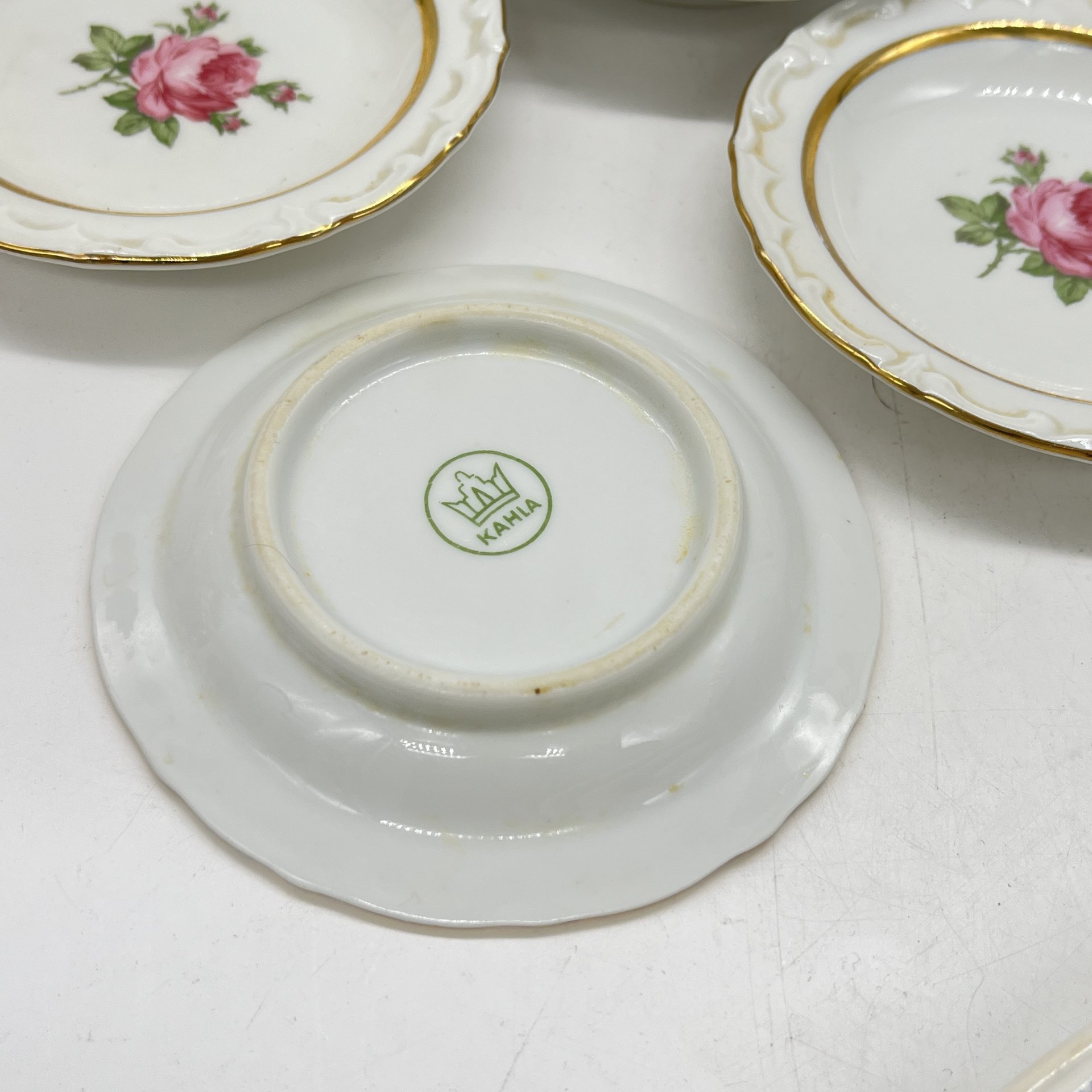 Набор из 6 розеток с цветочным декором, фарфор, деколь, золочение, Kahla, ГДР, 1960-1980 гг.