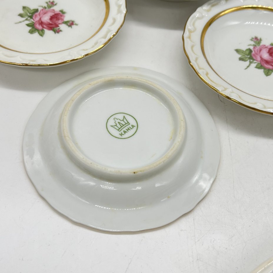 Набор из 6 розеток с цветочным декором, фарфор, деколь, золочение, Kahla, ГДР, 1960-1980 гг.