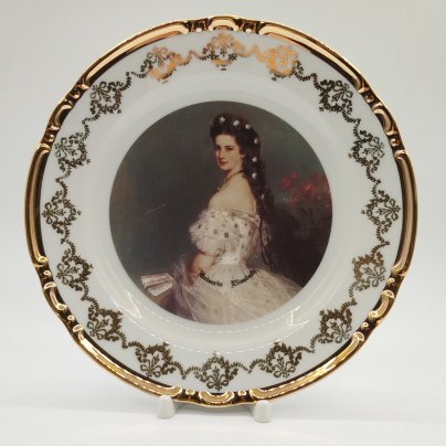 Тарелка настенная сувенирная  "Елизавета Баварская", "Hassenpflug Vienna", фарфор, деколь, золочение, Австрия, 1980-2000 гг.