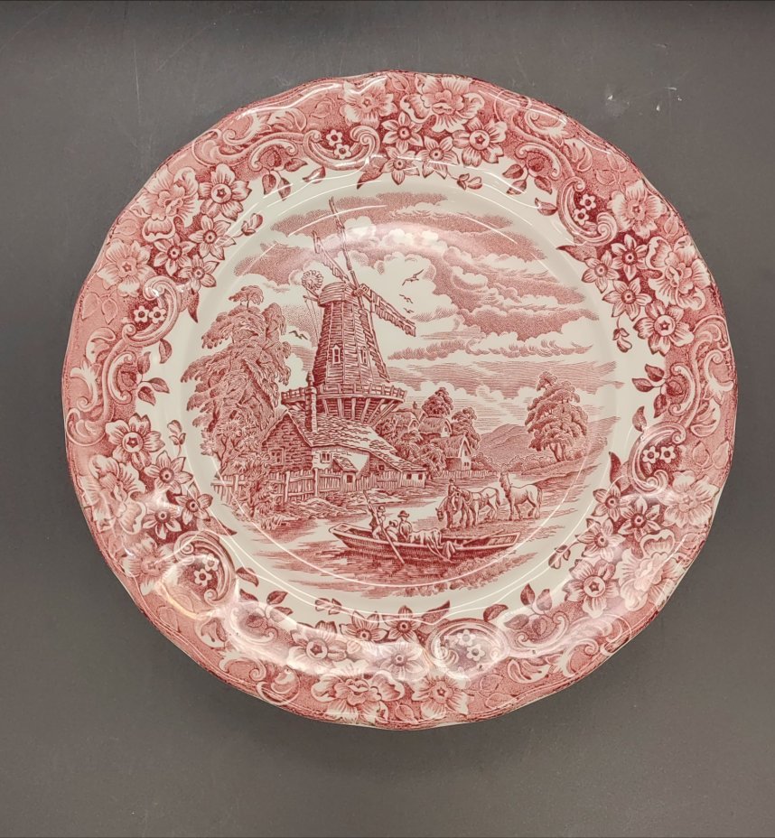 Тарелка декоративная винтажная из серии "Англия 17-ого века Royal Tudor Ware (Королевская посуда эпохи Тюдоров)" по гравюре W.N. Mellor, Ironstone