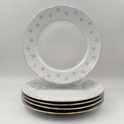 Набор тарелок на 5 персон, украшенных цветочным декором, фарфор, деколь, Thun (Тун), Чехословакия, 1970-1985 гг.