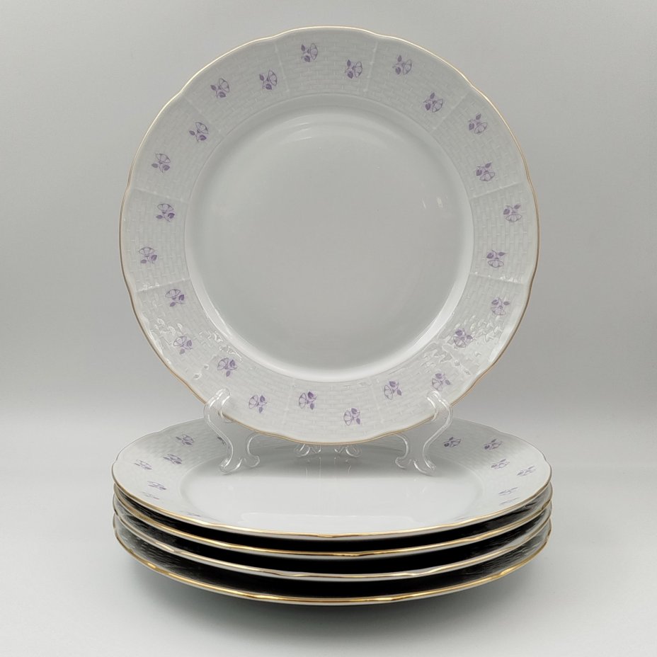 Набор тарелок на 5 персон, украшенных цветочным декором, фарфор, деколь, Thun (Тун), Чехословакия, 1970-1985 гг.