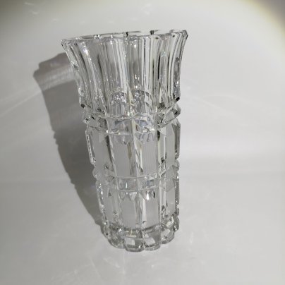 Ваза для цветов "Новоселье" (низкая), автор А.М. Остроумов, хрусталь, алмазная грань, Ленинградский завод художественного стекла (ЛЗХС), СССР, 1980-1990 гг.