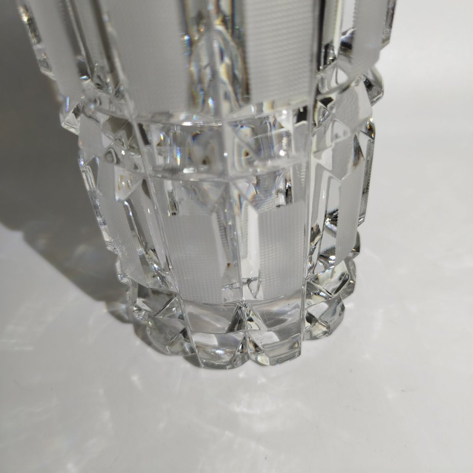 Ваза для цветов "Новоселье" (низкая), автор А.М. Остроумов, хрусталь, алмазная грань, Ленинградский завод художественного стекла (ЛЗХС), СССР, 1980-1990 гг.