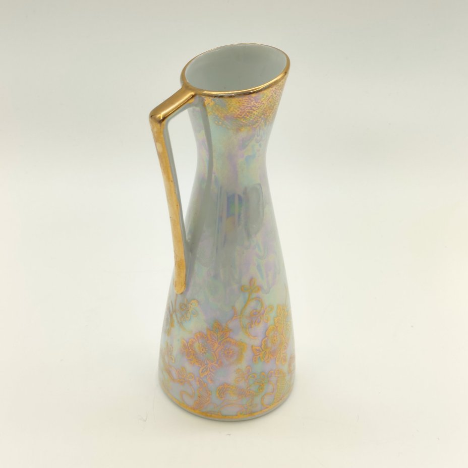 Кувшинчик с цветочным орнаментом на перламутровом фоне, фарфор, люстр, золочение, Martinroda Friedrich Eger & Co. (PM), Германия, 1960-1980 гг.