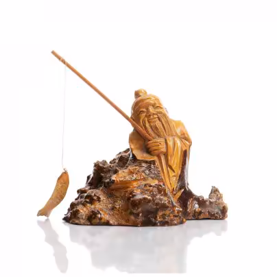 Статуэтка "Шоу-син с удочкой", дерево, резьба, лак, Китай, 1980-1990 гг.