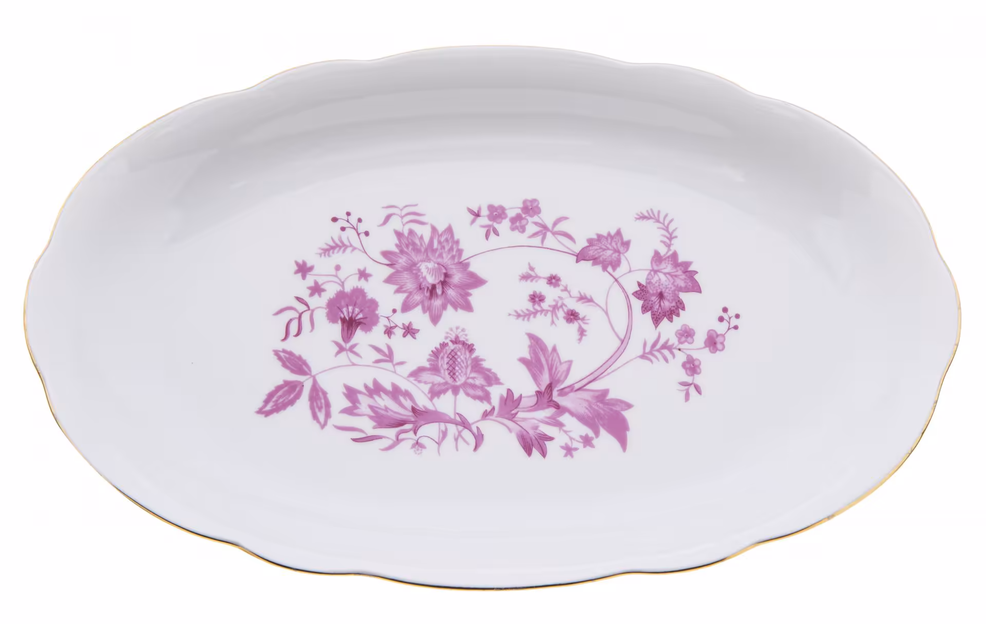 Селедочница с цветочным декором, фарфор, деколь, фабрика "Colditz Porcelain Factory", ГДР, 1960-1990 гг., Colditz (Кольдиц)
