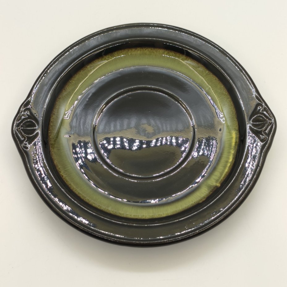 Набор из 6-ти десертных тарелок на подставке, фаянс, цветные поливы, Конаковский фаянсовый завод им. М.И. Калинина (ЗиК Конаково), СССР, 1974-1991 гг.