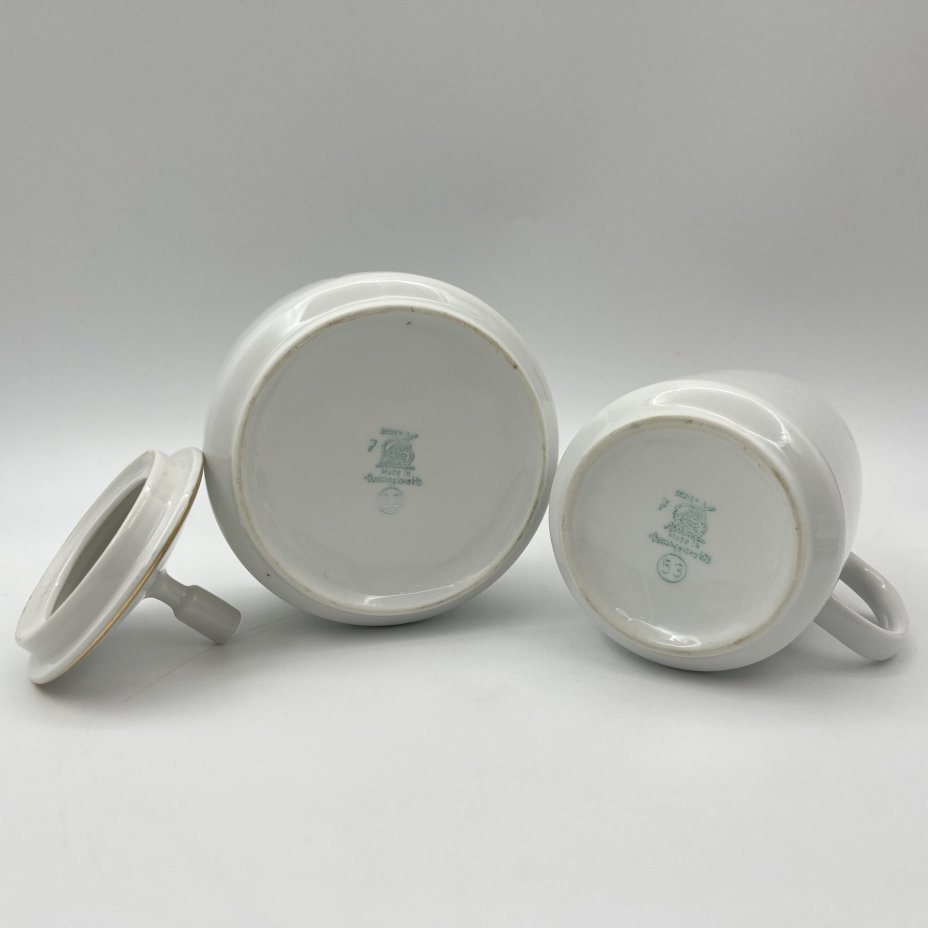 Набор чайный на три персоны (8 предметов), украшенный линиями