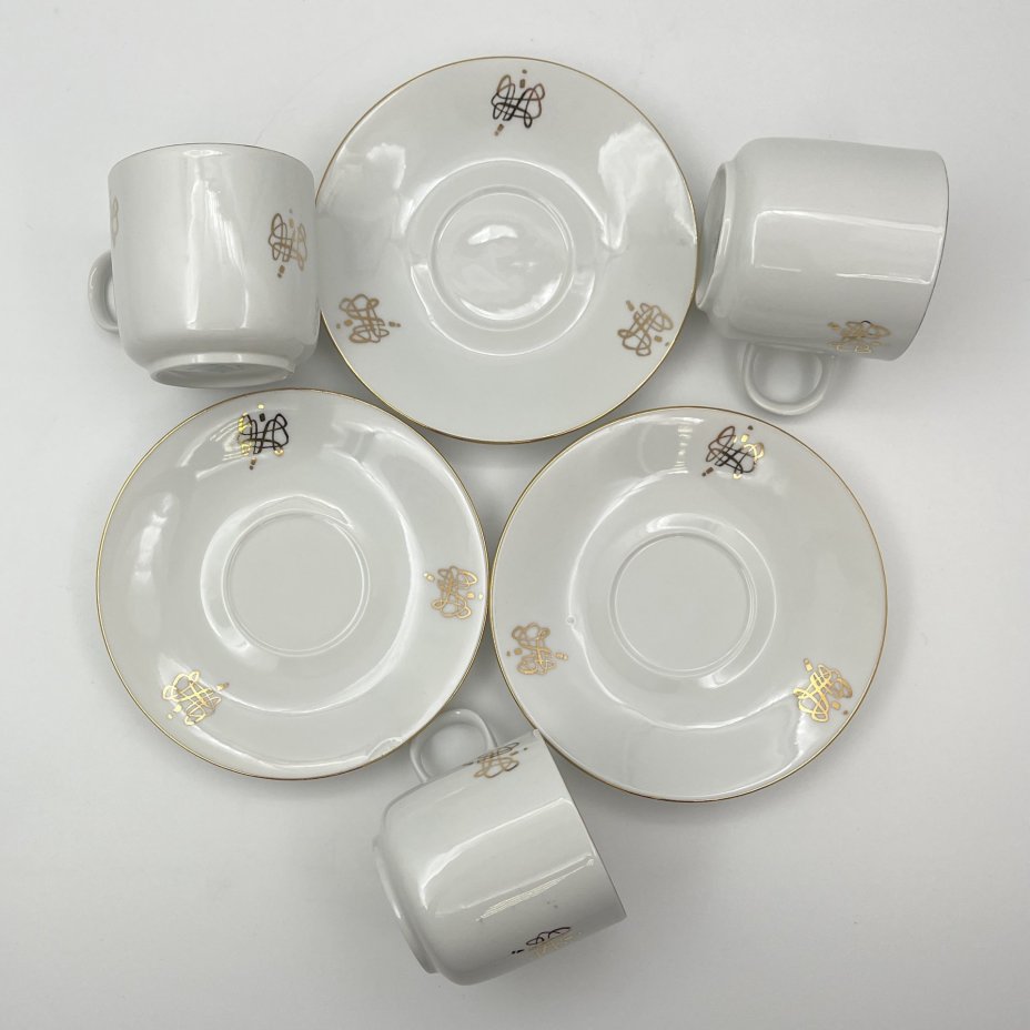 Набор чайный на три персоны (8 предметов), украшенный линиями