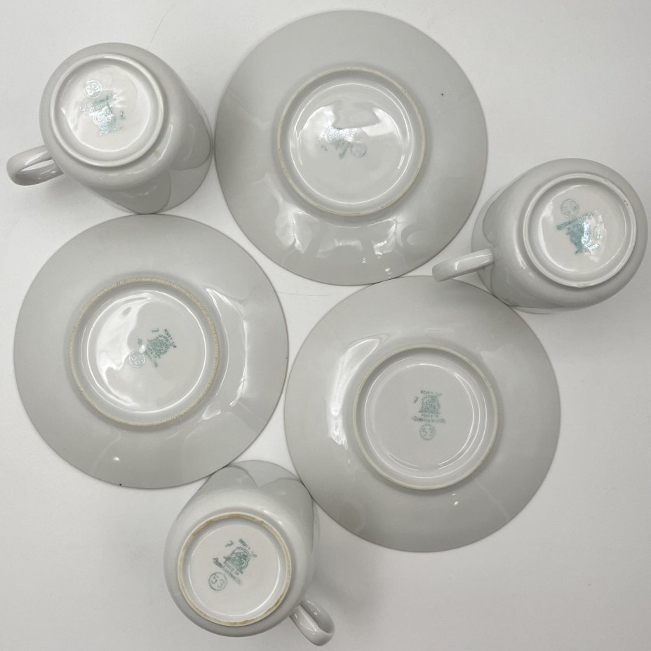 Набор чайный на три персоны (8 предметов), украшенный линиями