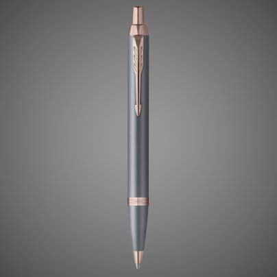 Ручка шариковая Parker "IM Slate Rose Gold PVD Trim" синяя, 1,0мм, подарочная упаковка, Металлы: латунь