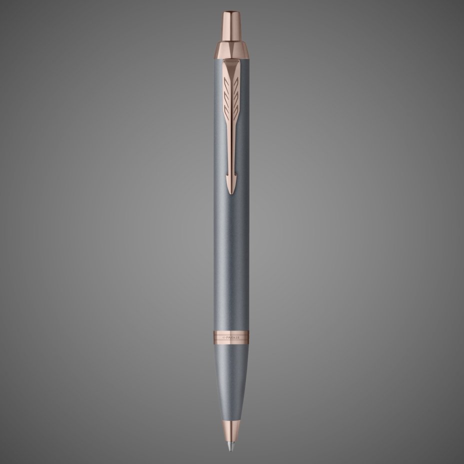 Ручка шариковая Parker "IM Slate Rose Gold PVD Trim" синяя, 1,0мм, подарочная упаковка, Металлы: латунь