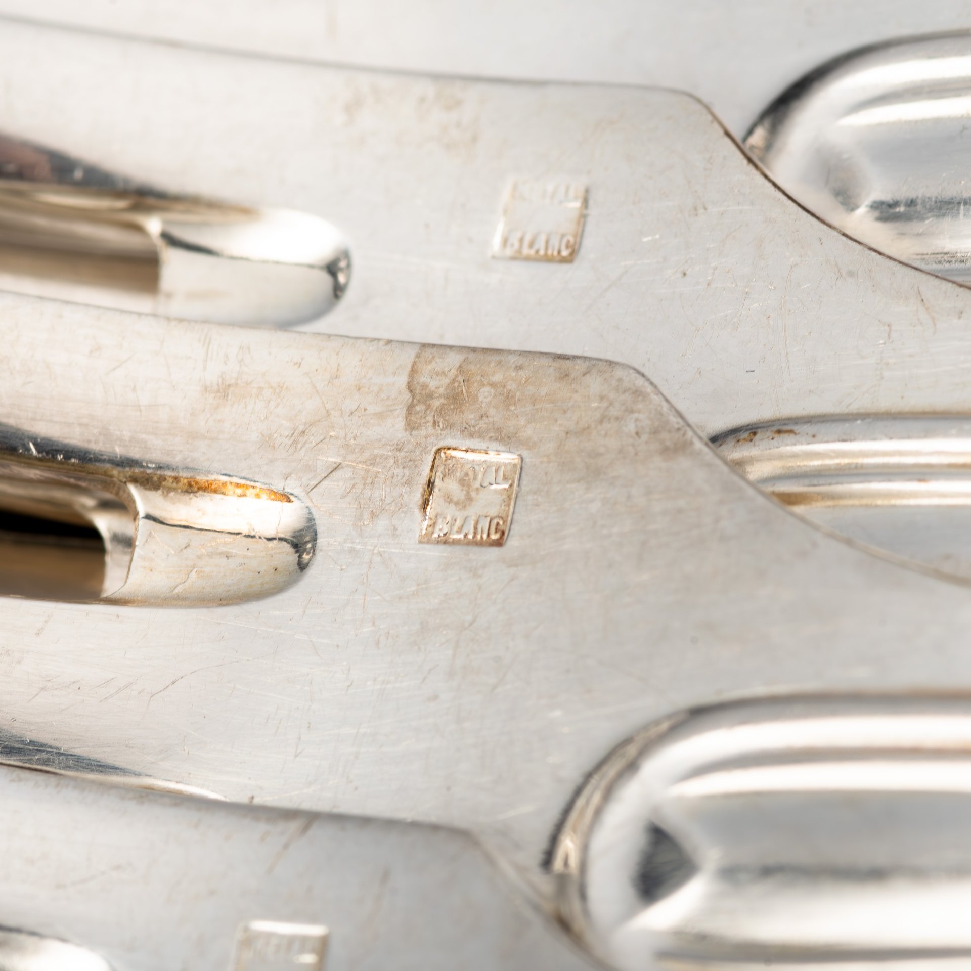 Набор столовых прибор на 6 персон в кофре (столовые ложки и вилки), Alfenide (Christofle), металл, серебрение, Франция, 1900-1920 гг.