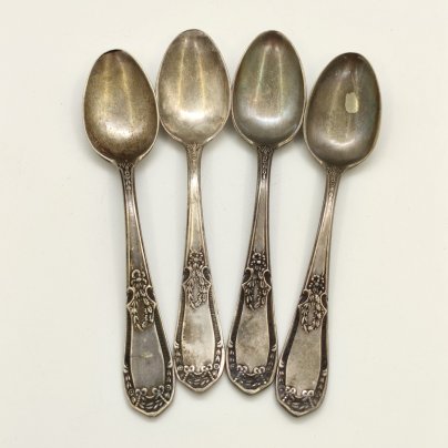Набор чайных ложек на 4 персоны, мНЦ (медь-никель-цинк), Киевский завод столовых приборов и посуды им. Дзержинского (ЗiД, ЗиД), СССР, 1950-1960 гг.