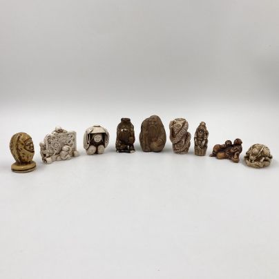 Нэцкэ катабори (набор из 9 статуэток), композитный материал, Азия, 1980-2000 гг.