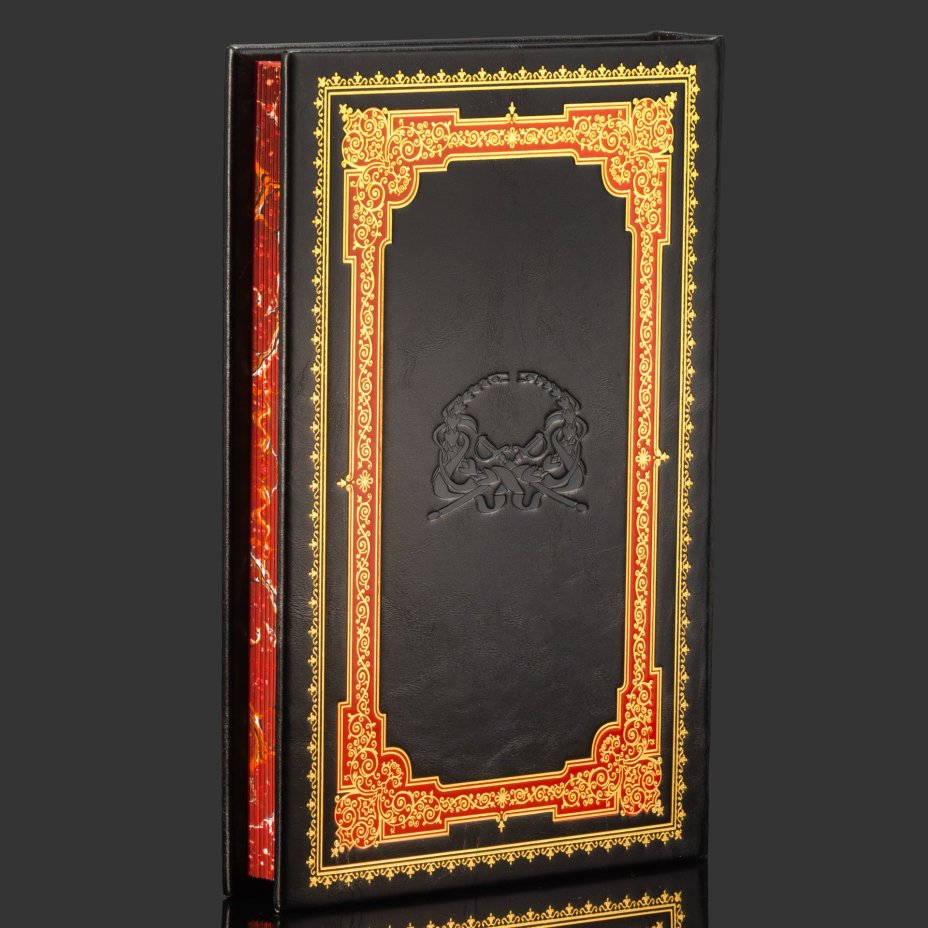 Книга в кожаном переплете "Искусство войны", Сунь-Цзы, бумага, кожаный переплет, тиснение, золочение, художественная накладка, обрез  с принтом