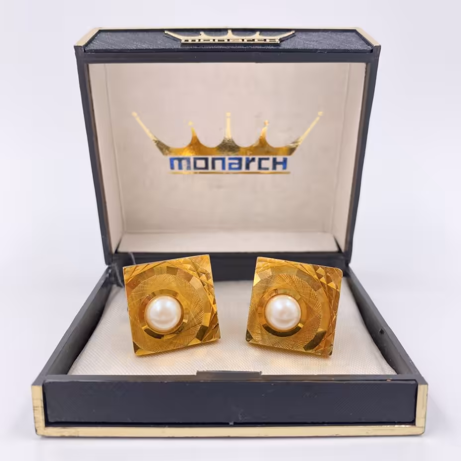 Запонки  квадратной формы в оригинальной коробке, Monarch (Монарх)