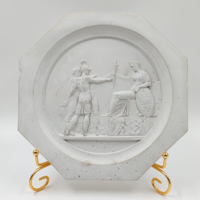 Панно декоративное (барельеф) "Народное ополчение. 1812 год", по модели медальона Ф.П. Толстого, гипс, СССР, 1960-1980 гг.