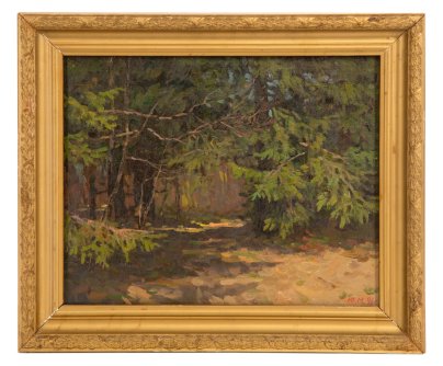Картина "Опушка леса" в раме, художник Маланенков Юрий Алексеевич, холст, масло