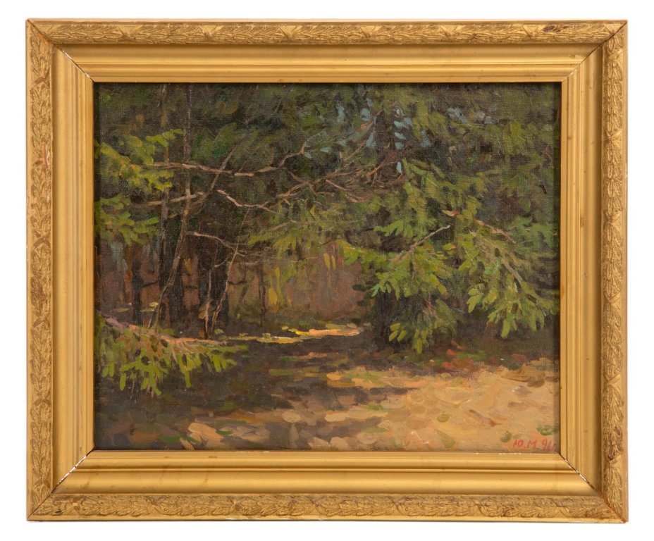Картина "Опушка леса" в раме, художник Маланенков Юрий Алексеевич, холст, масло