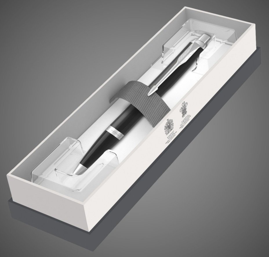 Шариковая ручка Parker IM Metal Black CT лак матовый, стержень: M, цвет чернил: black, в подарочной упаковке., Лаки и смолы: лак, латунь, пластик, хром