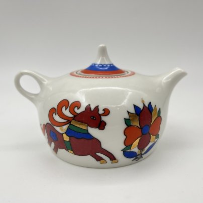 Чайник заварочный "Красный конь", скульптор Э.М. Криммер, художник А.А.Воробьевский