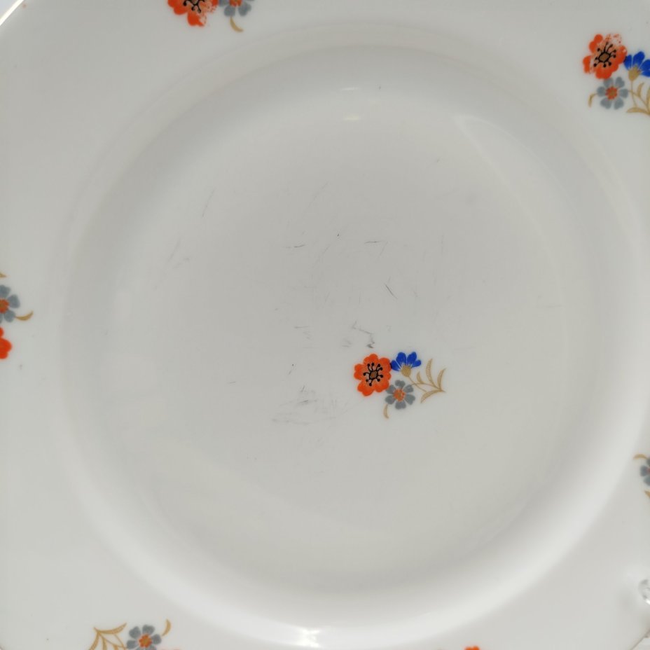 Набор десертных тарелок с цветочным декором на 5 персон, фарфор, деколь, золочение, Bavaria Porzellan, Германия, 1950-1980 гг.