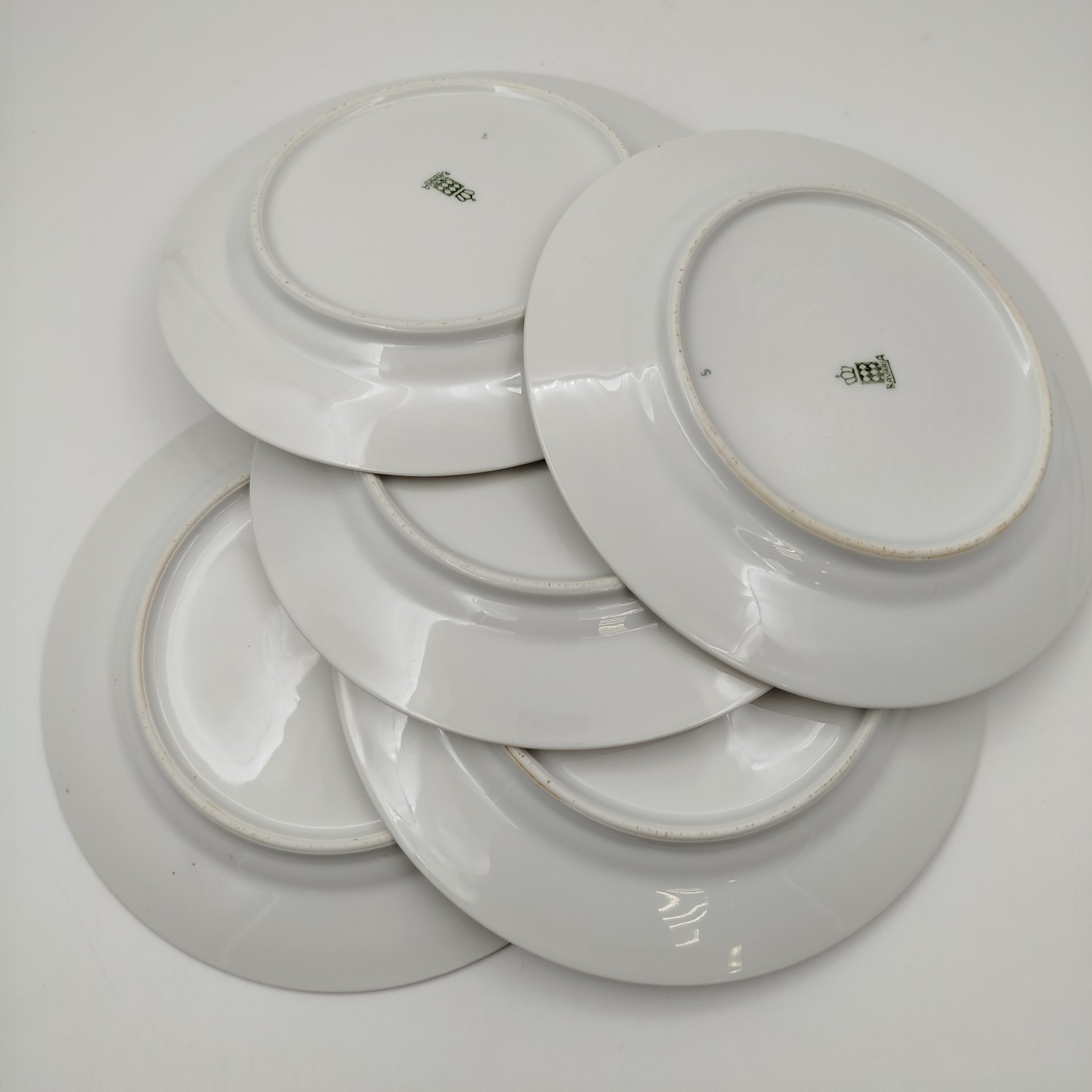 Набор десертных тарелок с цветочным декором на 5 персон, фарфор, деколь, золочение, Bavaria Porzellan, Германия, 1950-1980 гг.