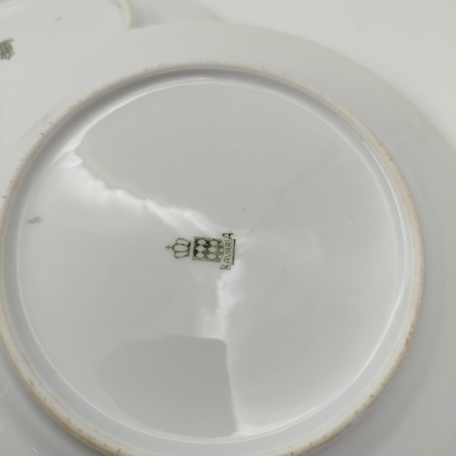 Набор десертных тарелок с цветочным декором на 5 персон, фарфор, деколь, золочение, Bavaria Porzellan, Германия, 1950-1980 гг.