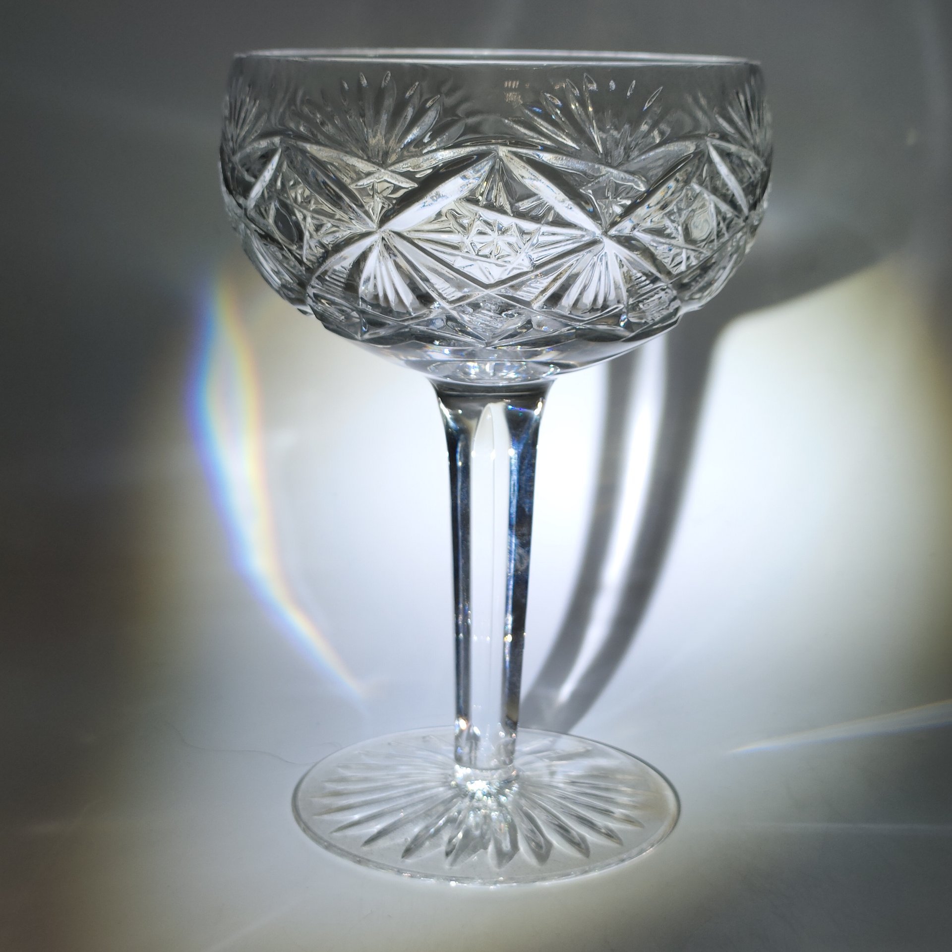 Креманка (шампанница) с резным геометрическим декором, хрусталь, алмазная грань, СССР, 1970-1990 гг.