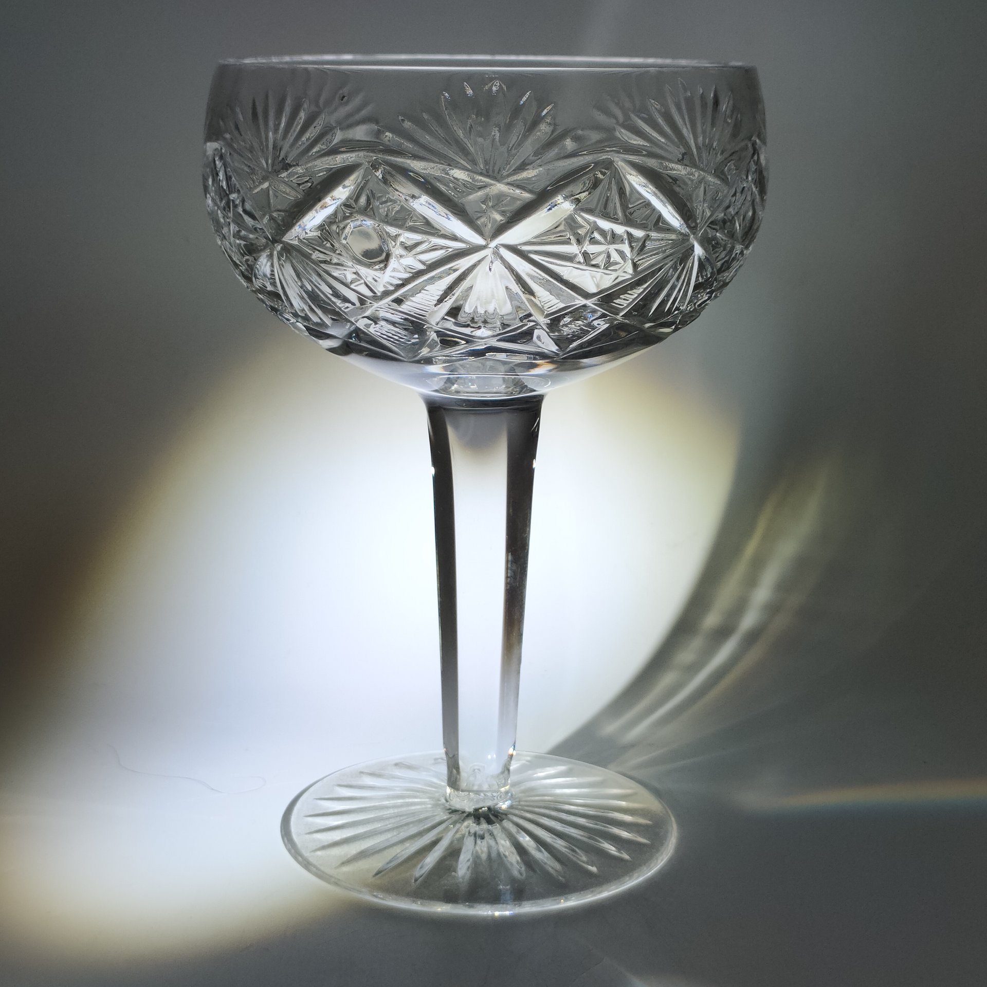Креманка (шампанница) с резным геометрическим декором, хрусталь, алмазная грань, СССР, 1970-1990 гг.