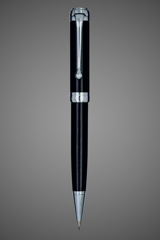 Механический карандаш Aurora Talentum Resina Black CT, в подарочной коробке, Лаки и смолы: смола, хром