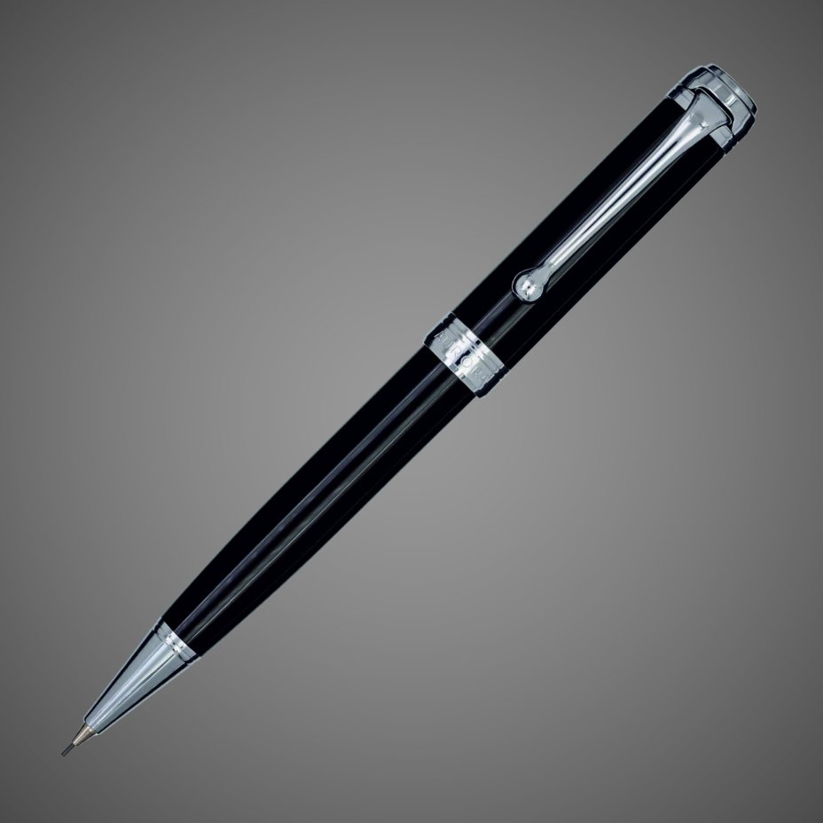 Механический карандаш Aurora Talentum Resina Black CT, в подарочной коробке, Лаки и смолы: смола, хром