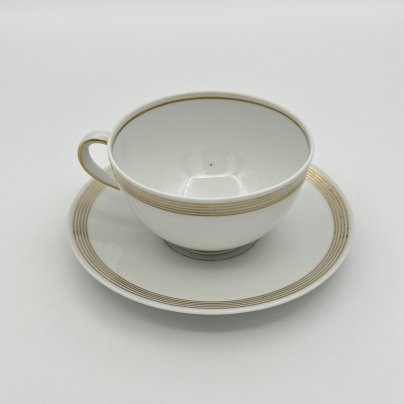 Чайная пара, украшенная линейным орнаментом, Kaestner Saxonia