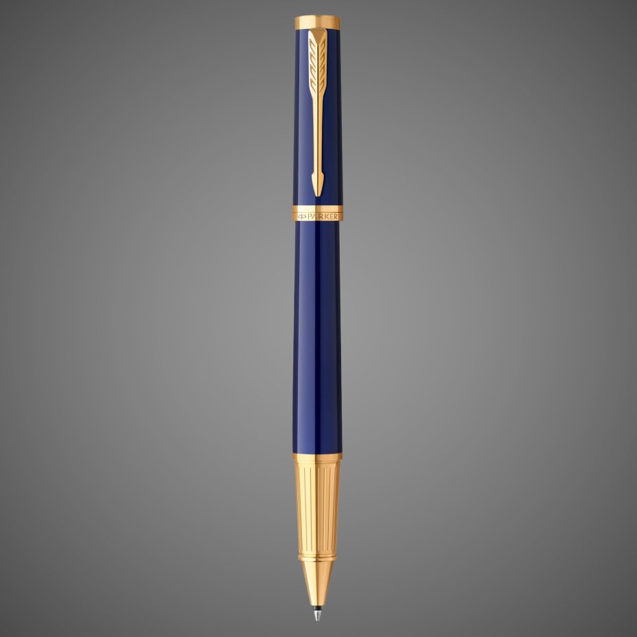 Ручка-роллер Parker "Ingenuity Blue GT" стержень: F, цвет чернил: black, в подарочной упаковке., Лаки и смолы: лак, легированная сталь, позолота