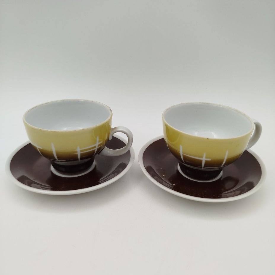 Кофейный сервиз с абстрактным декором на 5 персон (10 предметов), фарфор, крытье, Kahla, ГДР, 1960-1980 гг.