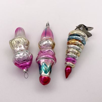 Набор из 3 ёлочных игрушек, стекло, краска, металл, СССР, 1950-1960 гг.
