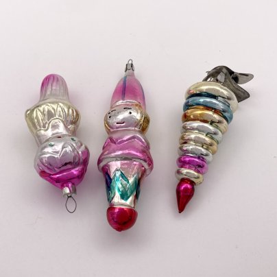 Набор из 3 ёлочных игрушек, стекло, краска, металл, СССР, 1950-1960 гг.