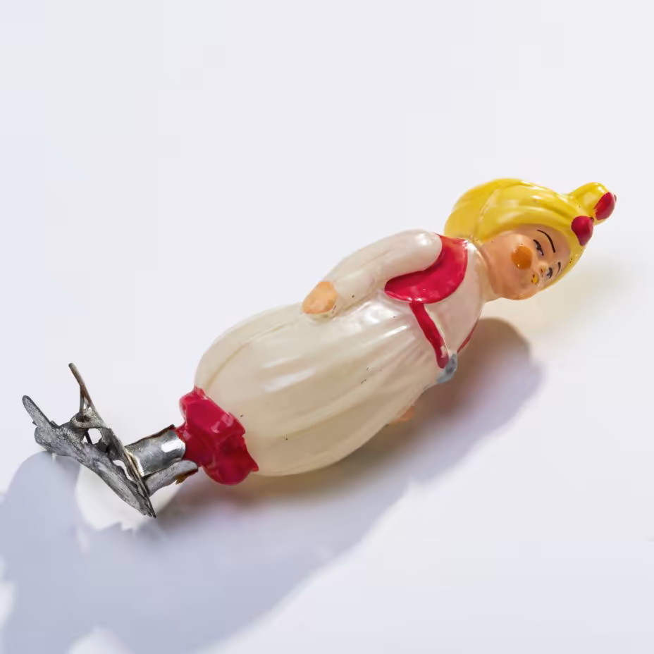 Винтажная елочная игрушка "Маленький Мук", стекло, роспись, металл, СССР, 1950-1970 гг.