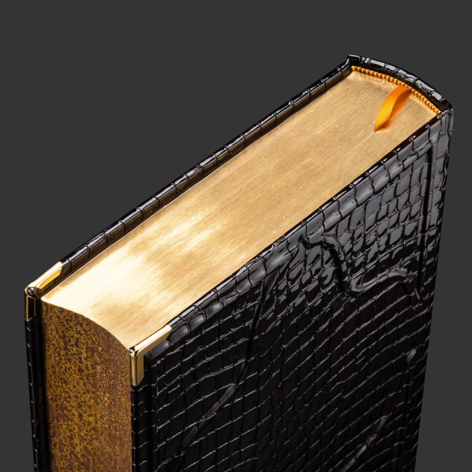 Книга в кожаном переплете "Библия. Книги Священного писания Ветхого и Нового завета", бумага, кожаный переплет, художественные накладки, обрез с золочением, в кожаном футляре с художественными накладками, бархатным ложементом и в бархатной подарочной упаковке