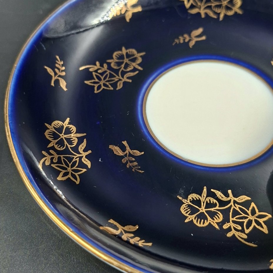 Пара чайная с цветочным декором, Ленинградский фарфоровый завод (ЛФЗ)