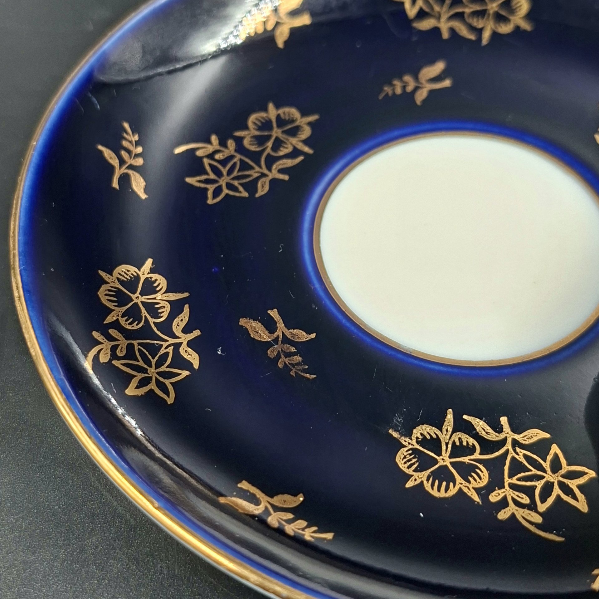 Пара чайная с цветочным декором, Ленинградский фарфоровый завод (ЛФЗ)