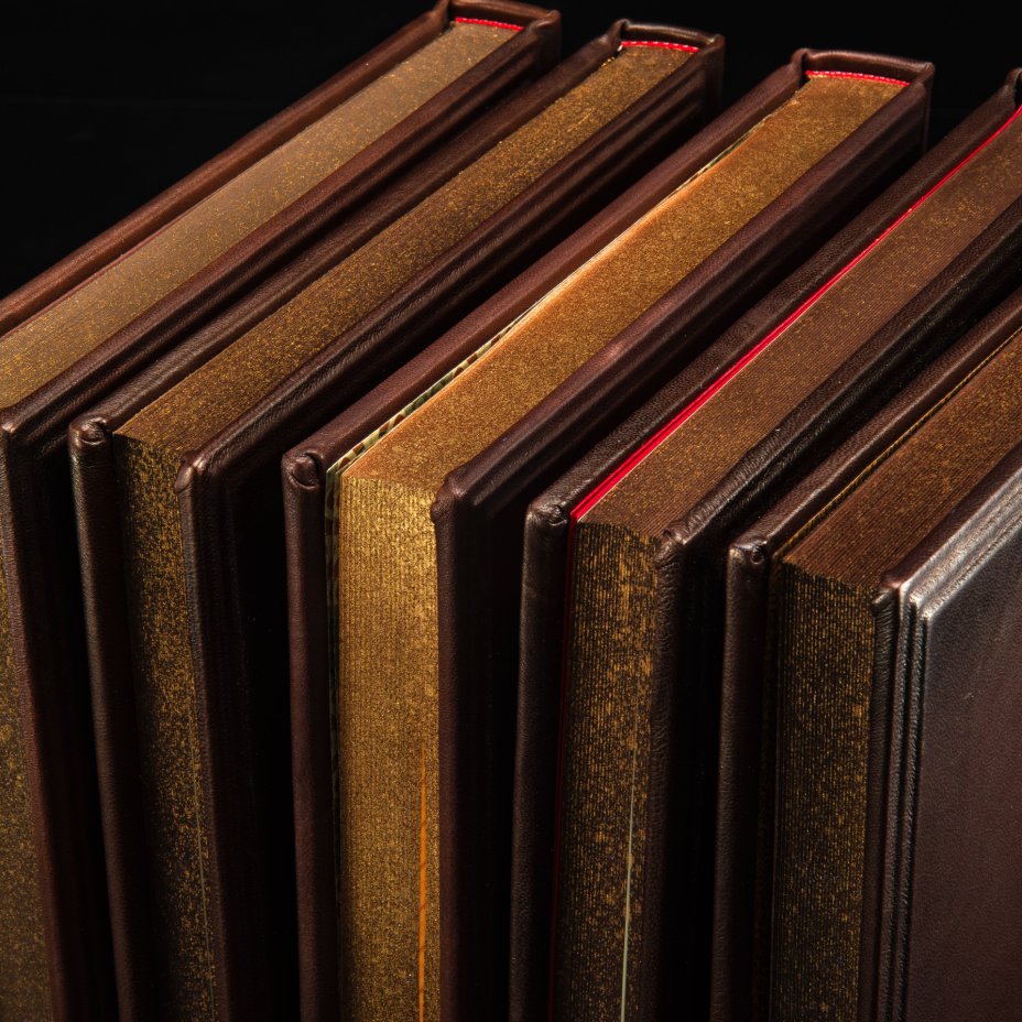 Короб с подарочными книгами, обтянутый кожей, декорирован копиями наград, кожа, стекло, бумага, латунь, авторская ручная работа