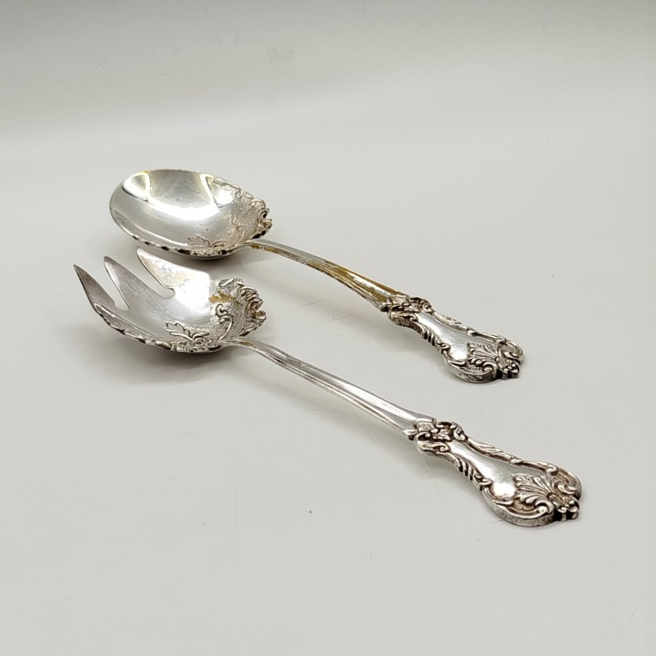 Набор для подачи салата из ложки и вилки с растительным декором