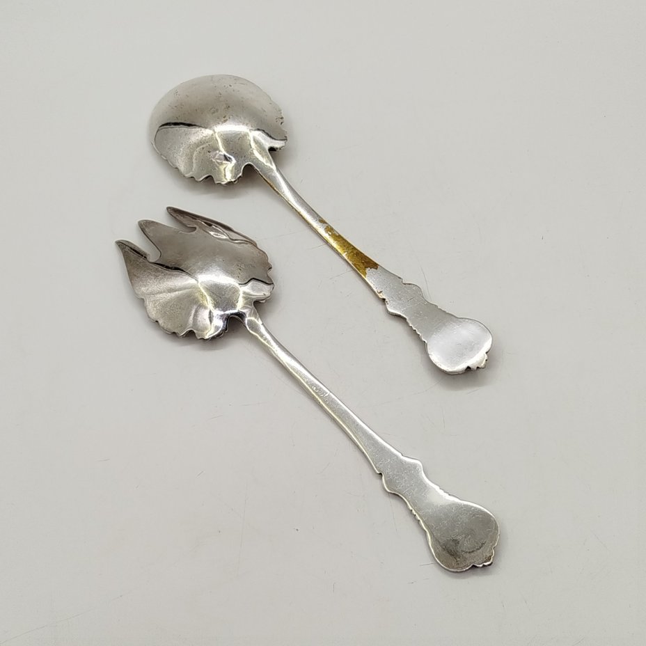 Набор для подачи салата из ложки и вилки с растительным декором