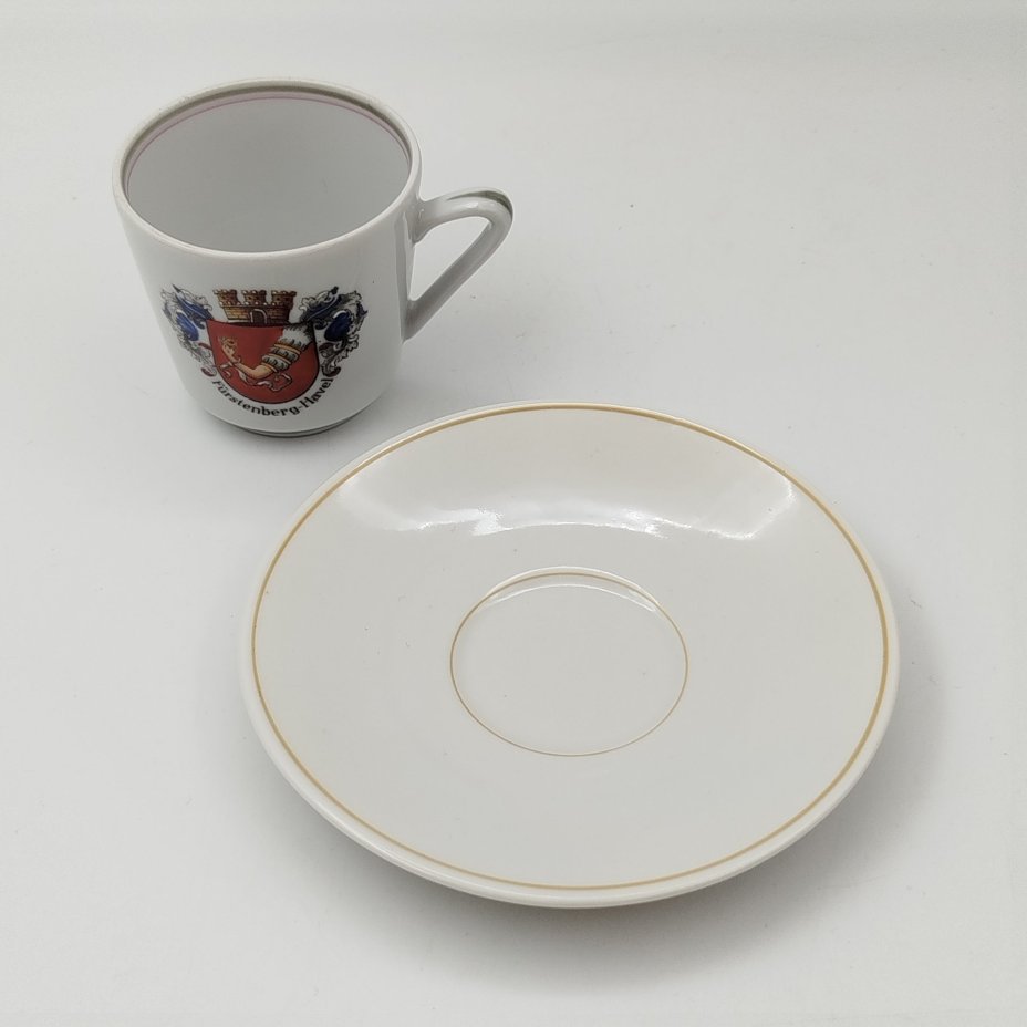 Кофейная пара сувенирная "Fürstennerg-Havel", украшенная гербом города Фюрстенберг (Хафель)